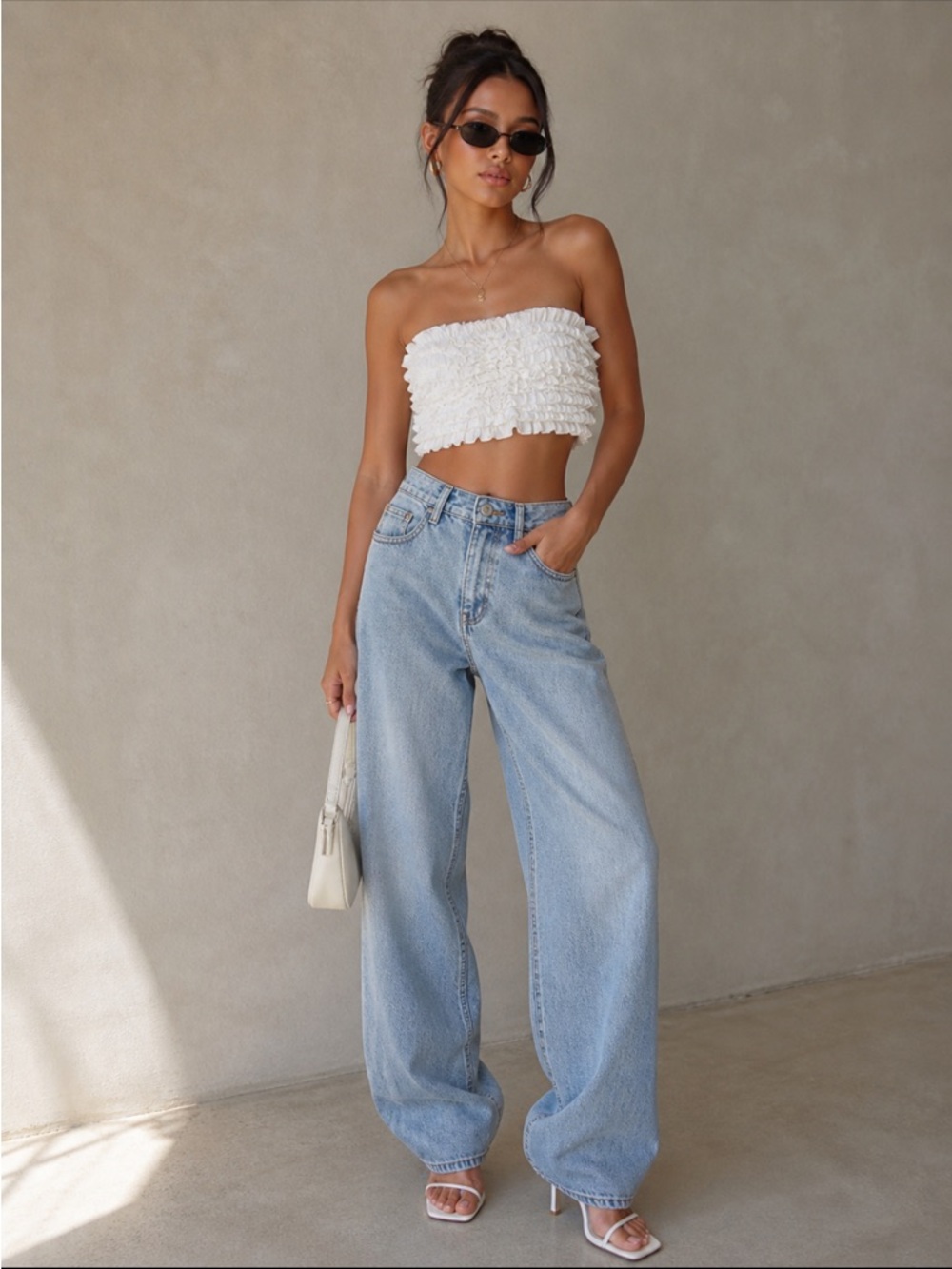 NWT Zara white ruffle top